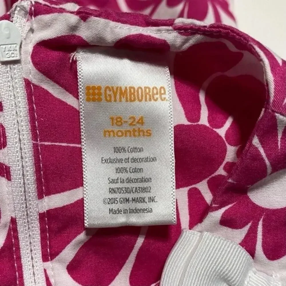 Gymboree Girls Size 8 Floral Dress Pink White Sleeveless Spring Summer